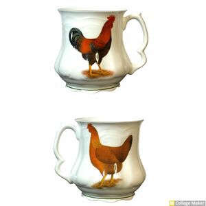 David Michael Rooster/Hen Coffee Mug Cup Staffordshire England Fine Bone China